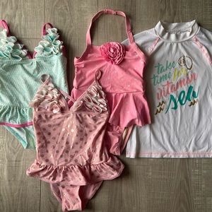 Girls bathing suits + sun shirt
